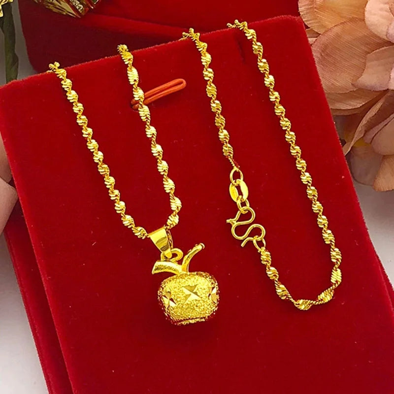 9999 24K REAL gold necklace women's real gold necklace pendant gold necklace women's jewelry fashion hundred items Beauty hair & fashionfj