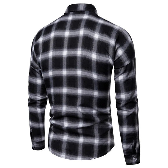 1pcs Spring Autumn Men Long Sleeve Grid Shirt Man Thin Shirt Male Fashion Classic Basic Casual Shirt Coat Men's Slim Tops M-3XL Beauty hair & fashionfj