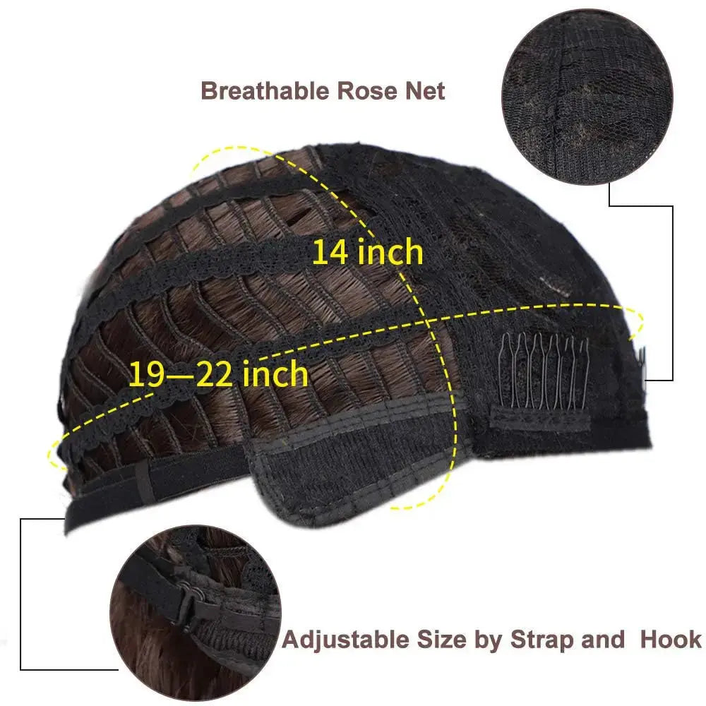 HAIR Natural Brown Synthetic Curly Wavy Bob Wig with Bangs for Women Beauty hair & fashionfj