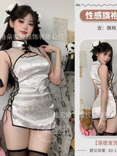 Sexy Cheongsam Mini Dress Mesh Lace Sheer Charming Underwear Uniform Transparent Slim Side Straps Dress Elegant Tops HE1O Beauty hair & fashionfj