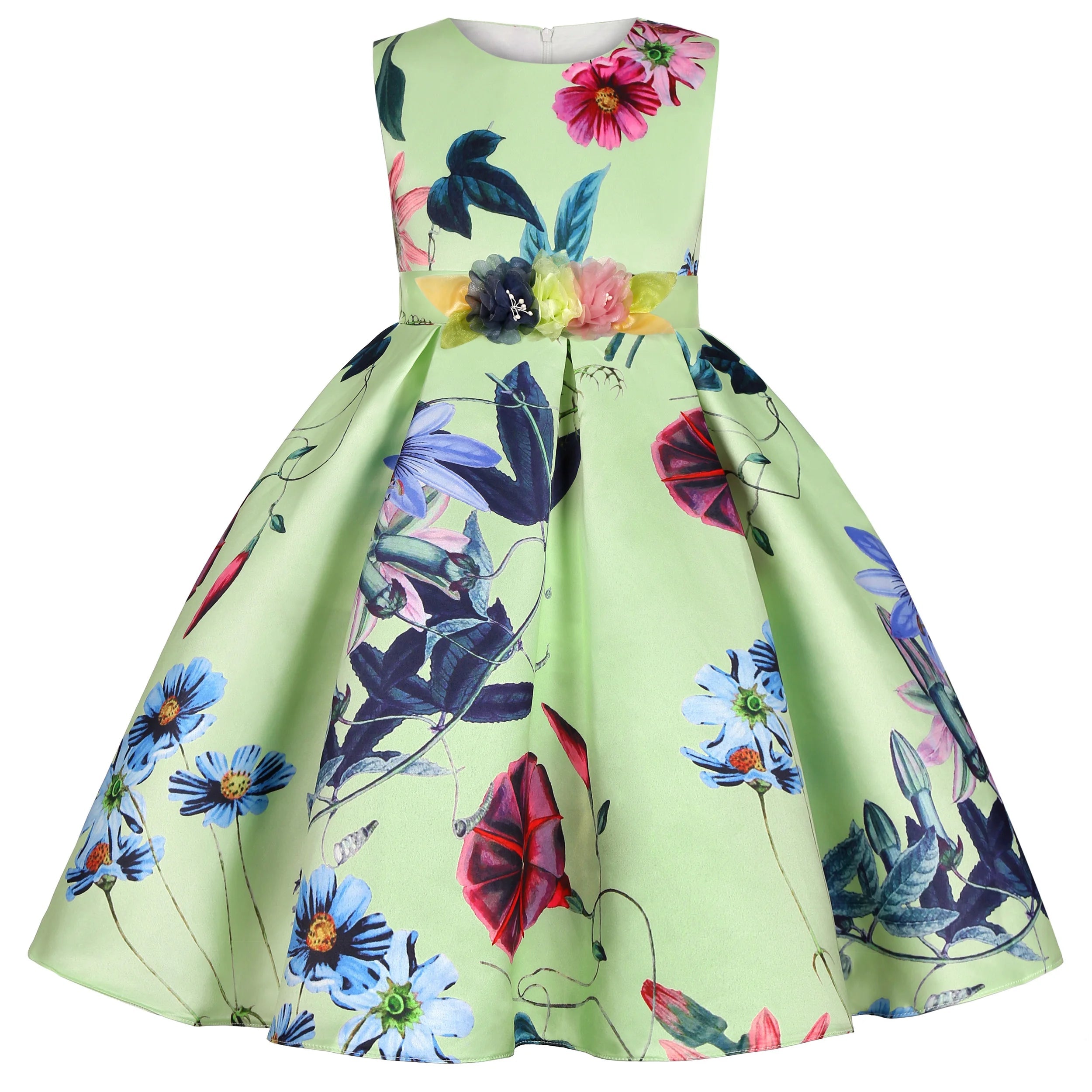 2025European and American children's new flower vintage print princess dress girl holiday party dress dress Beauty hair & fashionfj