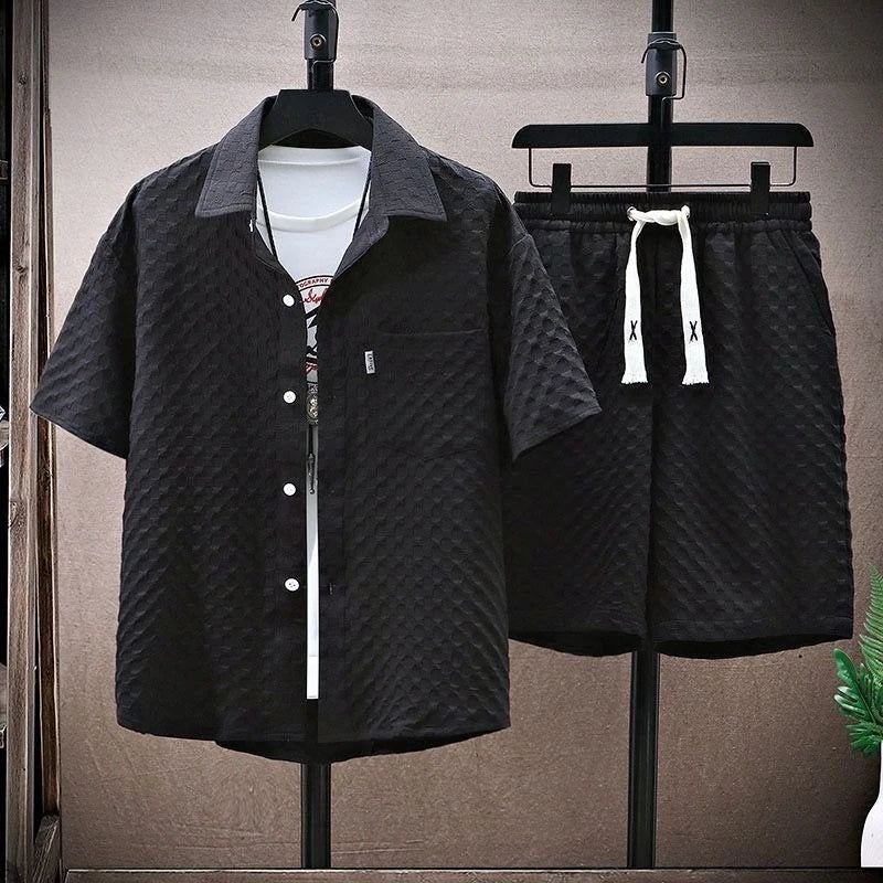 Casual Suit Men's Short Sleeve Sport Suit Vintage Trendy Fashionable Lightweight New Summer Arrival Male Shirts Shorts Beauty hair & fashionfj