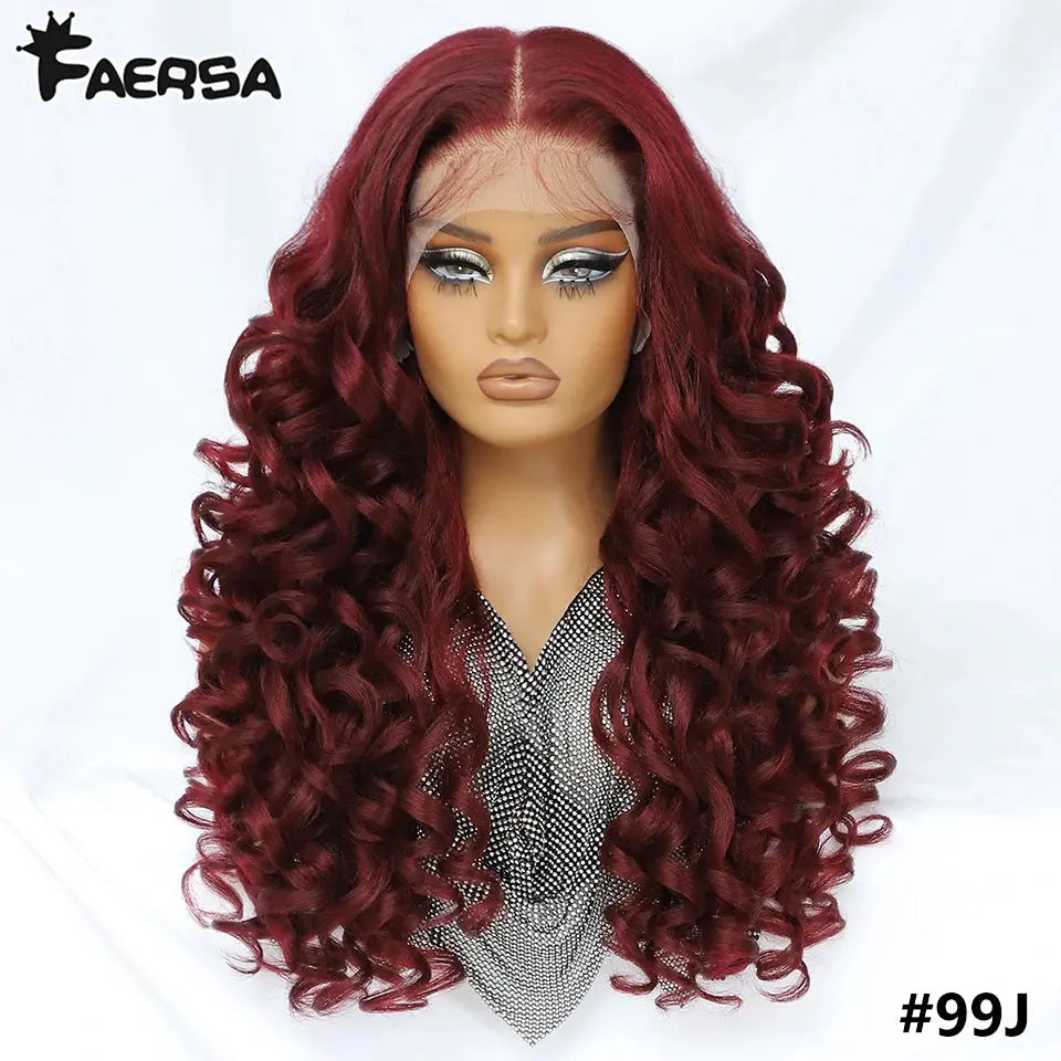 Latisha 13X6 HD 13X5X1 Synthetic Lace Front Wigs Curly Pre Plucked Lace Frontal Wig with Bangs for Women Highlight with Babyhair Beauty hair & fashionfj