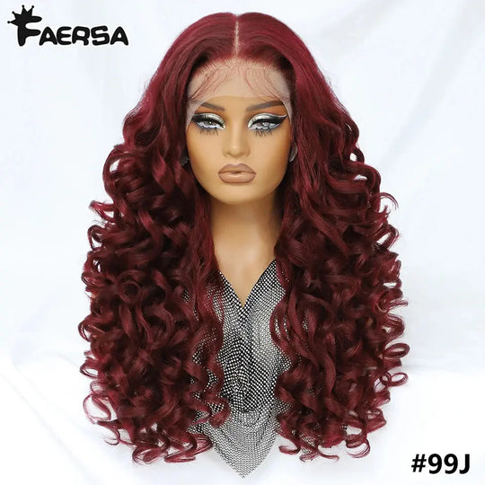 Latisha 13X6 HD 13X5X1 Synthetic Lace Front Wigs Curly Pre Plucked Lace Frontal Wig with Bangs for Women Highlight with Babyhair Beauty hair & fashionfj
