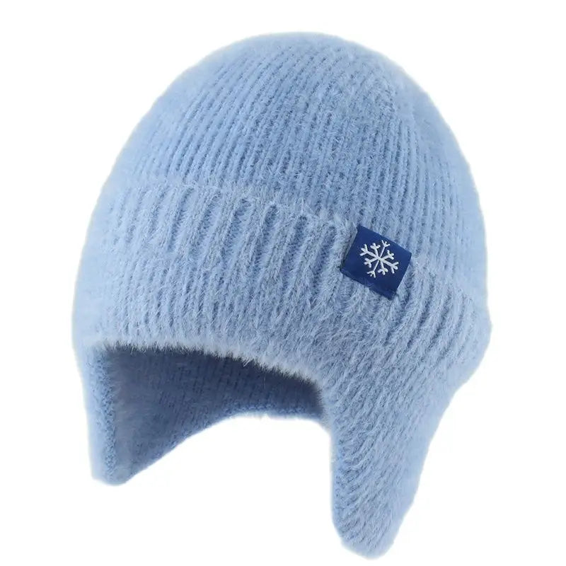Soft Warm Winter Hats For Women Faux Fur Knitted Hat Outdoor Ears Protection Plush Beanie Bonnet Fashion Street Hip Hop Cap