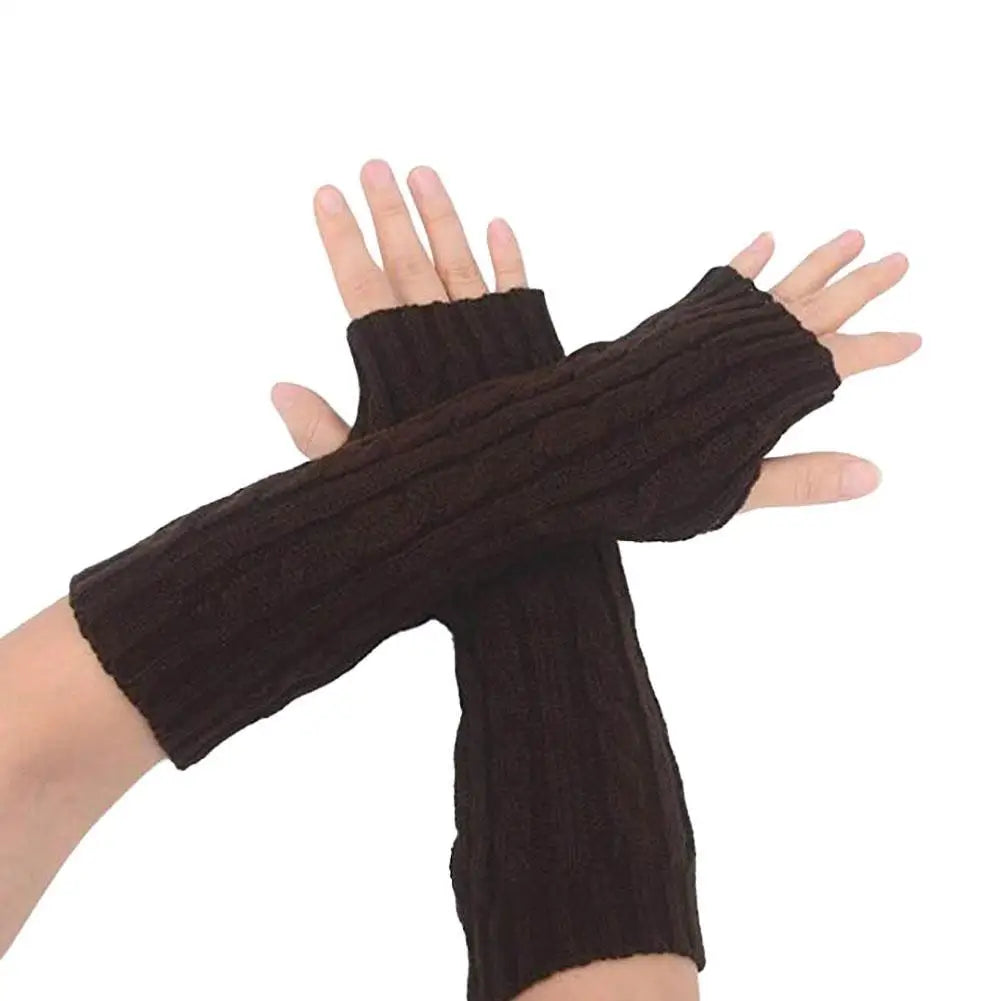 Fingerless Gloves with Arm Warmers, Winter Cable Knit Touchscreen Gloves for Men & Women, Thermal Wrist Warmers, Unisex Gloves
