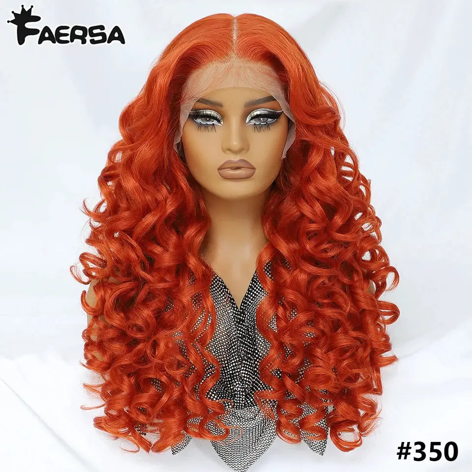 Latisha 13X6 HD 13X5X1 Synthetic Lace Front Wigs Curly Pre Plucked Lace Frontal Wig with Bangs for Women Highlight with Babyhair Beauty hair & fashionfj
