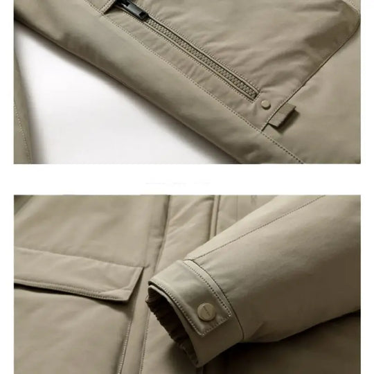 Winter Coat For Men Duck Down Jacket Heavy Duty Warm Workwear Parka With Hood For Cold Weather Commuting Mens Overcoat