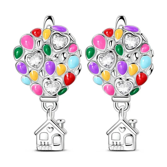 New 925 Sterling Silver Hoop Earrings Butterfly Hot Air Balloon Studs Drop Earring For Women Fashion Birthday Party Jewelry Gift Beauty hair & fashionfj