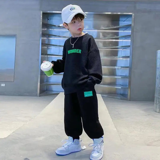 New Boys Casual Sets Boys Sports Autumn Suits Children's Spring Letter Tracksuit Kids Fashion Sweatshirts+Pants 2Pcs Outfits Beauty hair & fashionfj