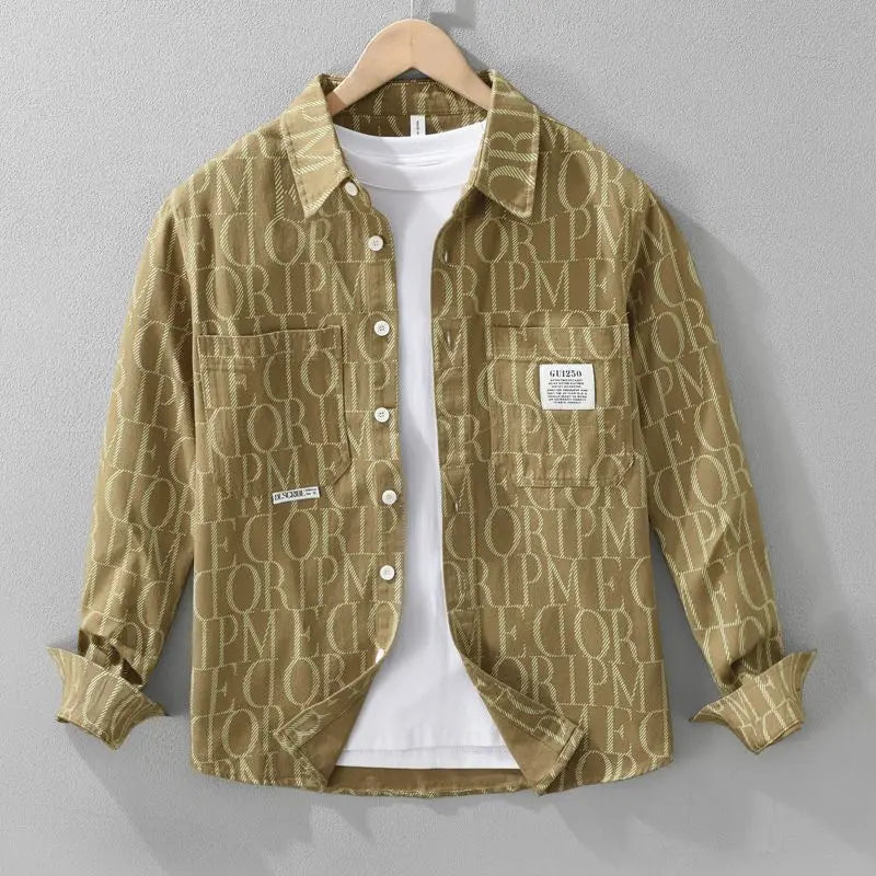 Letter Print Plus Size Vintage Blouse Long Sleeve Polo Neck Loose Street Casual Shirt Tops Korean Trend Men Clothing Spring New Beauty hair & fashionfj