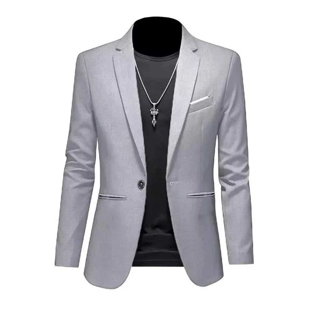 Men's Trendy Leisure Boutique Suit Jacket  Autumn Casual Business Slim Fit Non-ironing Single Button Suit Solid Formal Blouse Beauty hair & fashionfj