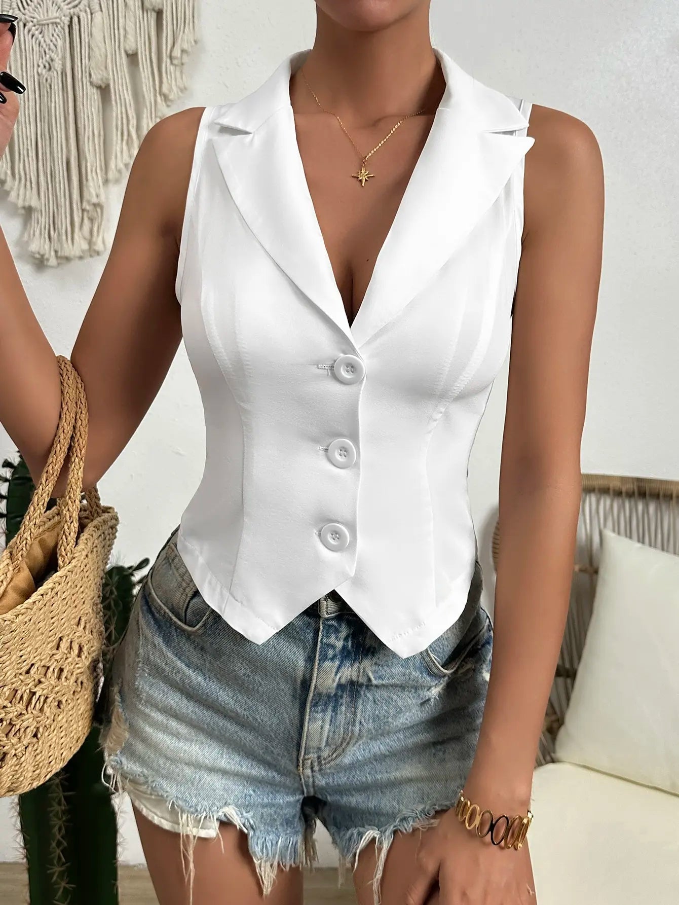 2024 spring new women's fashion Europe and the United States style casual slim vest vest vest Beauty hair & fashionfj