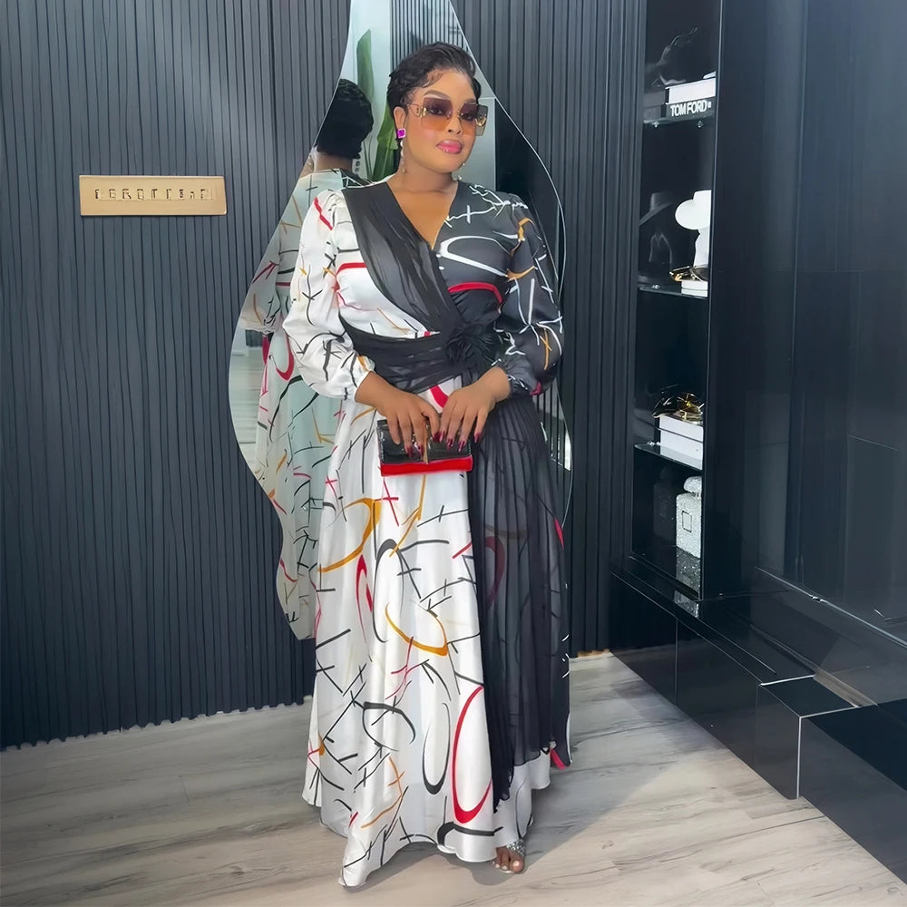 Plus Size African Party Long Dresses for Women 2025 New Dashiki Ankara Print Evening Gowns Turkey Outfits Robe Africa Clothing