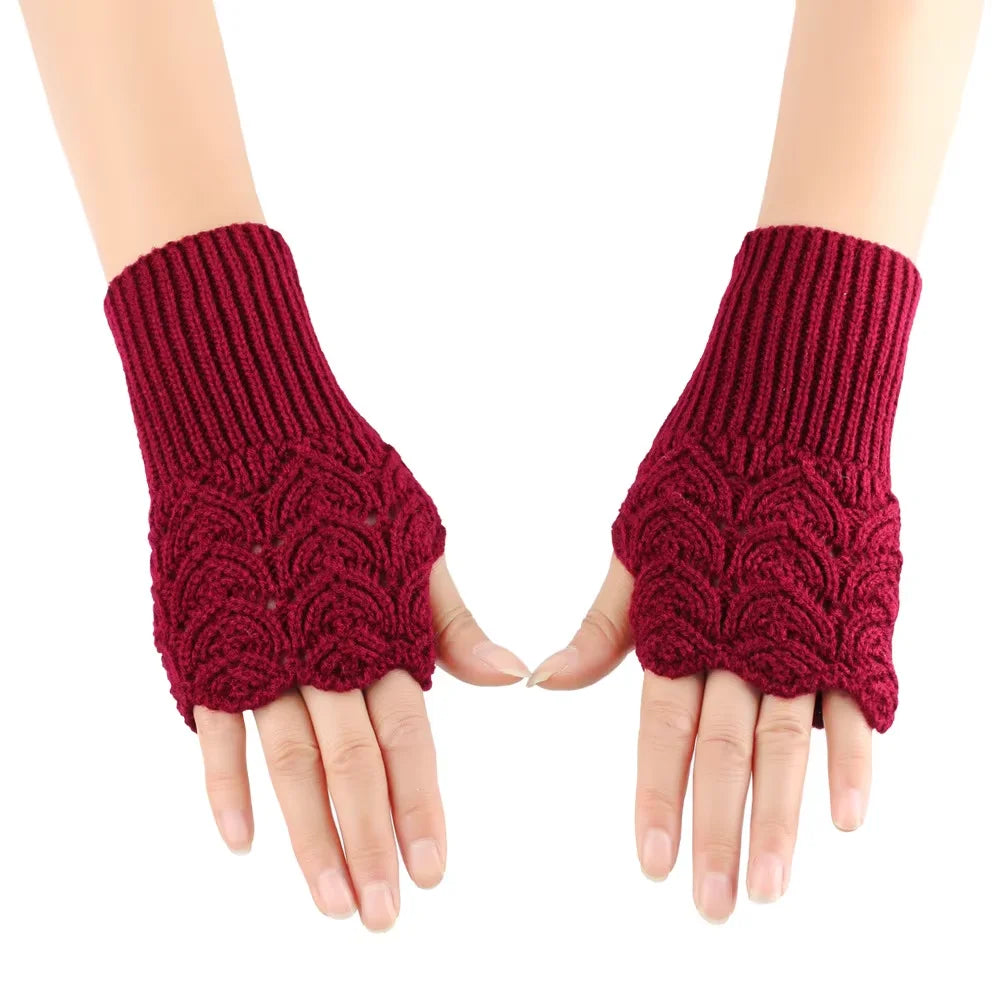 Women's winter gloves, thickened men's outdoor cycling gloves, connected finger gloves, half finger gloves, cotton new style