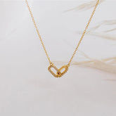 Gold color Shiny Rhinestone Double Circle Pendant Necklace For Women Girl Clavicle Choker Fashion Jewelry Gift Party femme Beauty hair & fashionfj