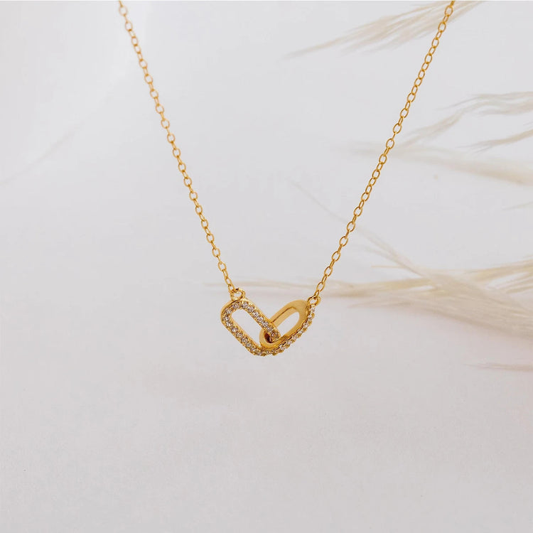 Gold color Shiny Rhinestone Double Circle Pendant Necklace For Women Girl Clavicle Choker Fashion Jewelry Gift Party femme Beauty hair & fashionfj