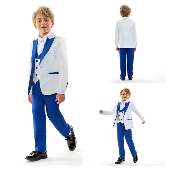 3 Pieces Boy Child Wedding Suits Formal Elegant Suit for Boys 4yrs To 12yrs Kids Boys Blazer Vest  Pants Suits Outfit Clothes