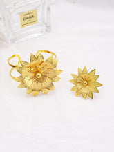 Women Necklace Earrings Ring Bracelet Jewelry Sets Flower Pendant Gold Plated Luxury Nigerian Dubai Gold Jewelery Set Beauty hair & fashionfj