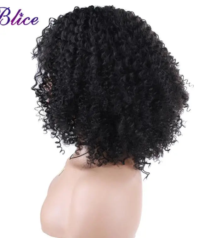 Blice Afro Kinky Curly Wigs With Bangs Short Hair Wig For Black Women Glueless Synthetic Cosplay Wig 18 Inch