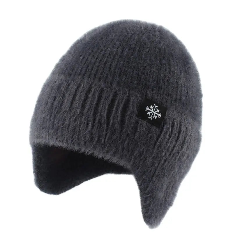 Soft Warm Winter Hats For Women Faux Fur Knitted Hat Outdoor Ears Protection Plush Beanie Bonnet Fashion Street Hip Hop Cap