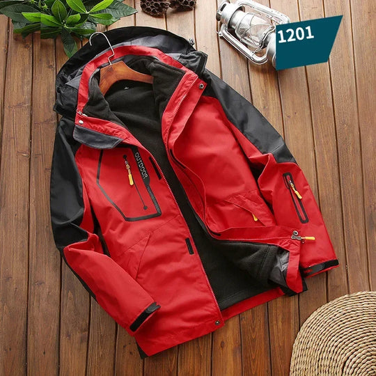 Winter 3 in 1 Fleece Lining Warm Jacket Sportwear Ski Camping Coat Windbreak Waterproof Outdoor Jacket Men Climbing Hiking Coats