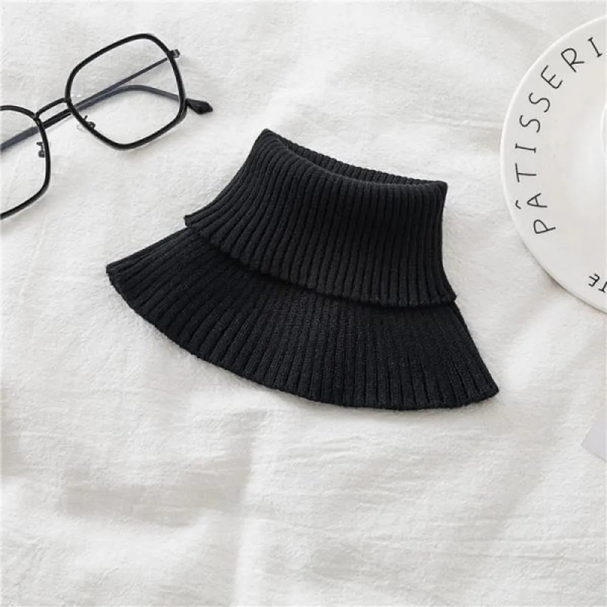 Winter Detachable Cotton Knitted Turtleneck Collar For Men False Collar Fashion Stripe Design Warm Cover Head Neck Guard Collar