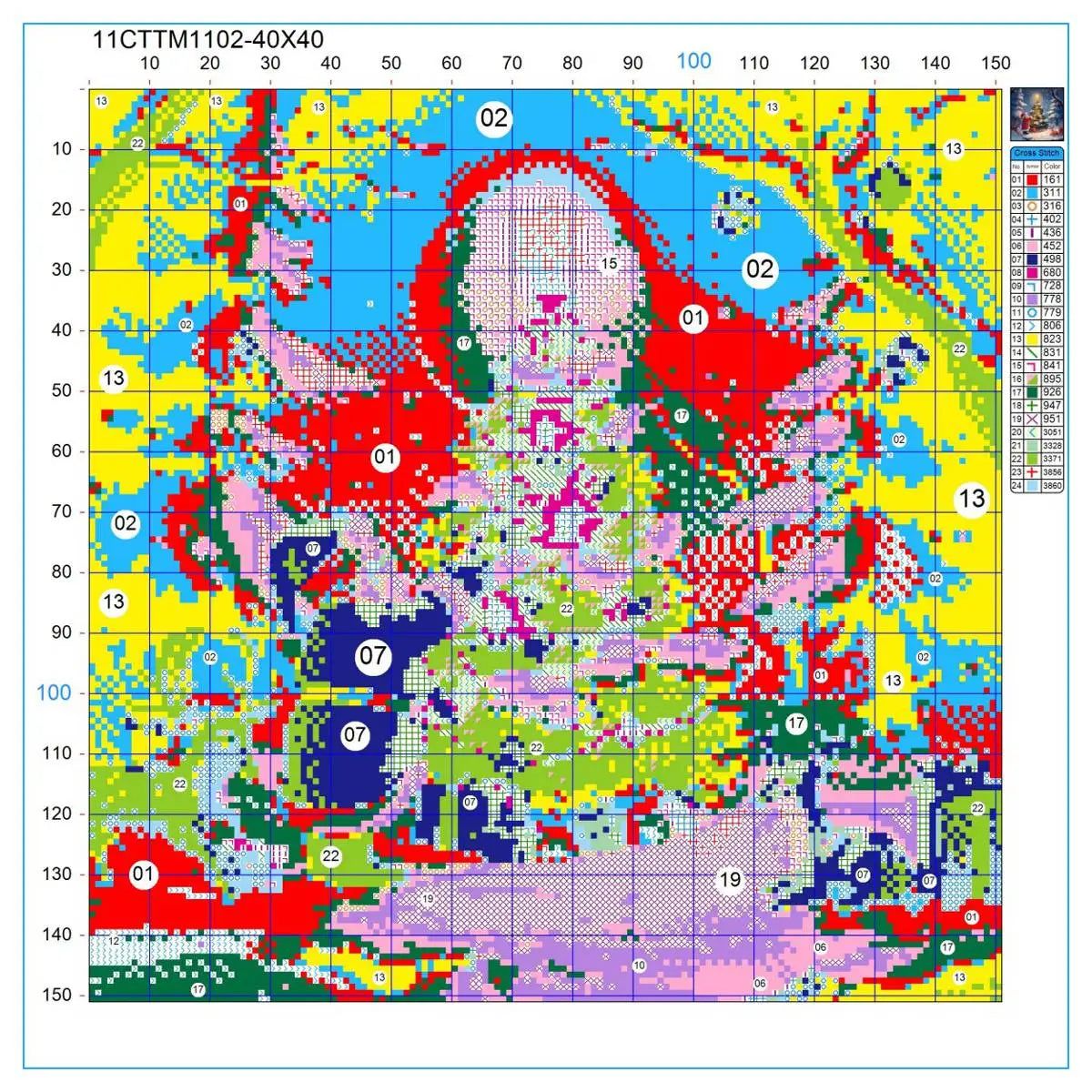 Christmas tree 40X40CM/15.74inch cross stitch Kit diy 11CT/14CT Embroidery crafting supplies embroidered kit hanging