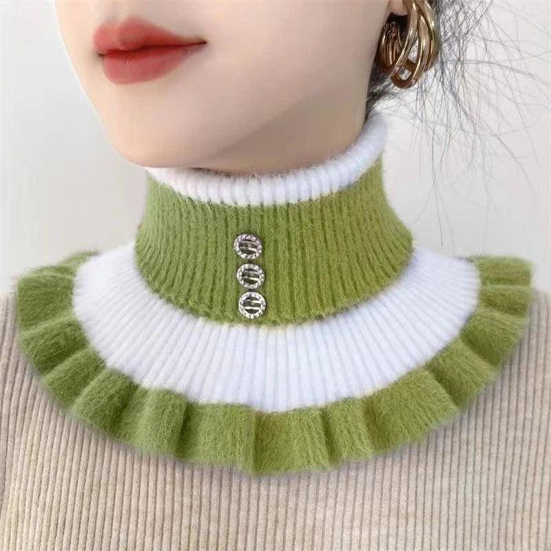 Women's Fake Collar Protects Cervical Spine Winter Warm Scarf Cycling Thick Elastic Neck Fur Velvet