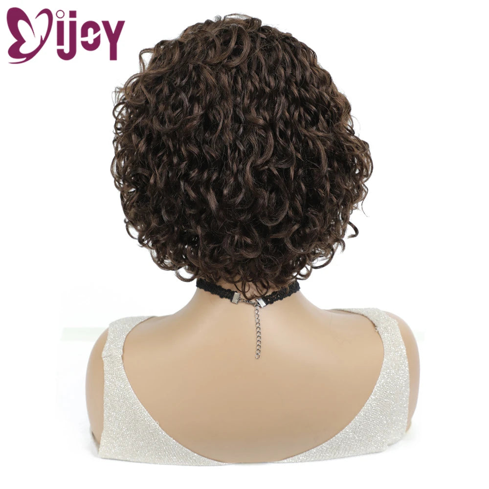 Loose Deep Brazilian Human Hair Wigs For Black Women IJOY Light Brown L Part  Full Machine Made Wigs Non-Remy Hair Wigs Beauty hair & fashionfj