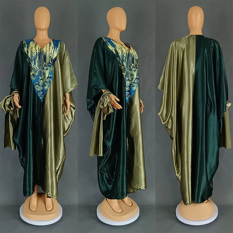 Abayas For Women Satin Boubou Robe Djellaba Femme Dubai African Muslim Fashion Dress 2024 Caftan Marocain Evening Party Dresses Beauty hair & fashionfj