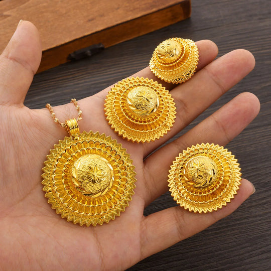 Ethiopian Jewelry sets Pendant Earrings Ring 3-Piece Sets African Eritrean Wedding Engagement Ethnic Gifts #065