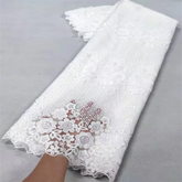 White Nigerian Lace Fabric 2023 High Quality African Net Lace Fabric With Sequins Embroidery Fabric For Wedding 5Yards Beauty hair & fashionfj