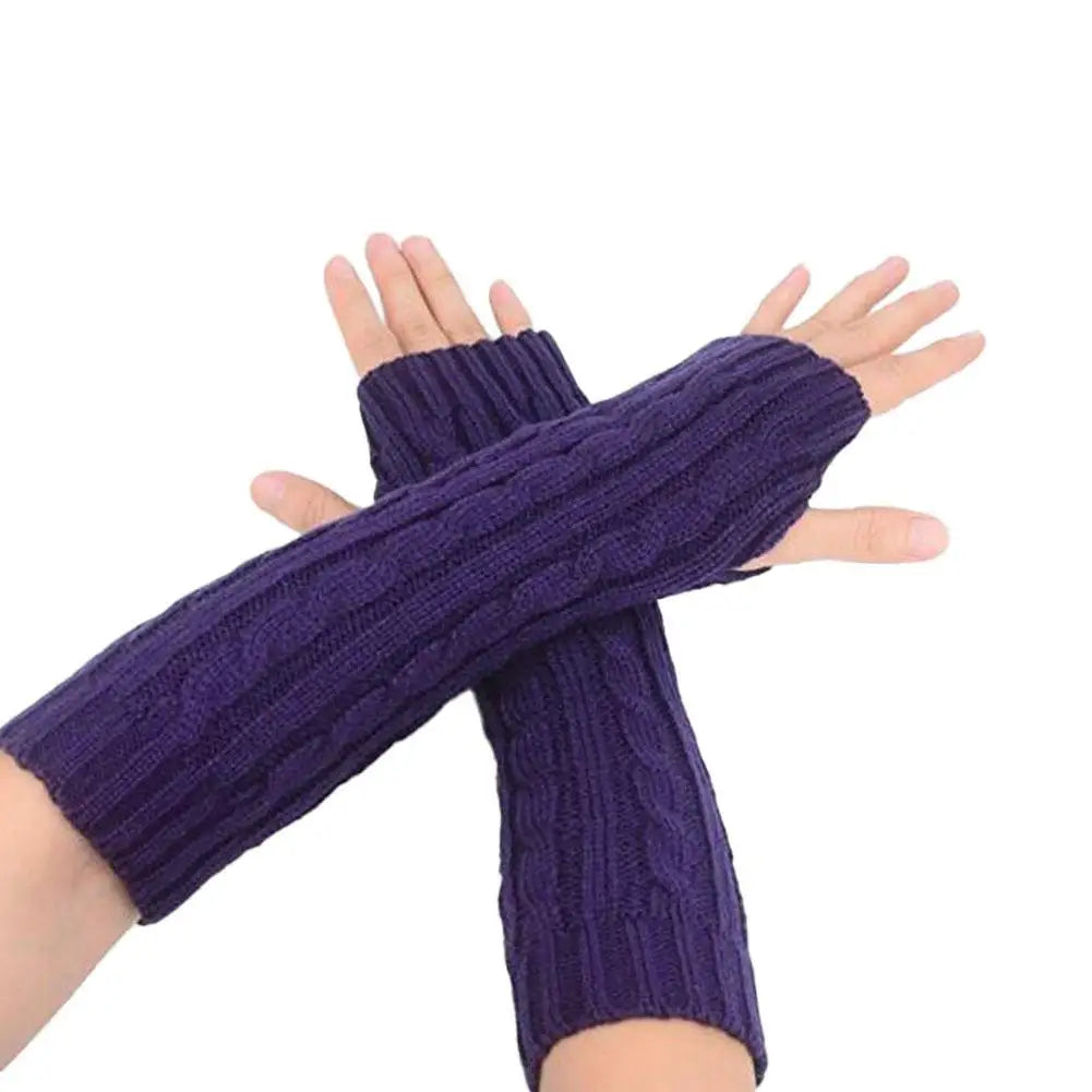 Fingerless Gloves with Arm Warmers, Winter Cable Knit Touchscreen Gloves for Men & Women, Thermal Wrist Warmers, Unisex Gloves