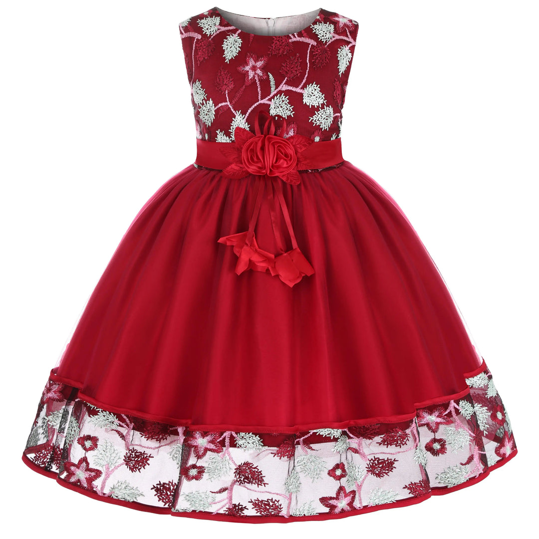 European and American embroidery dress dress girl's party lace princess dress flower child net gauze Pengpeng dress Beauty hair & fashionfj