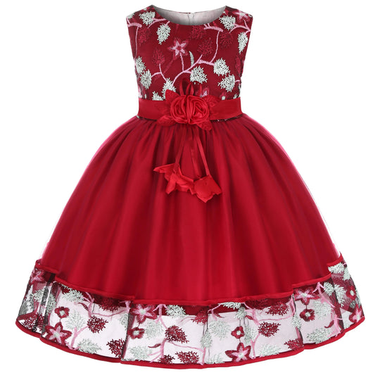 European and American embroidery dress dress girl's party lace princess dress flower child net gauze Pengpeng dress Beauty hair & fashionfj