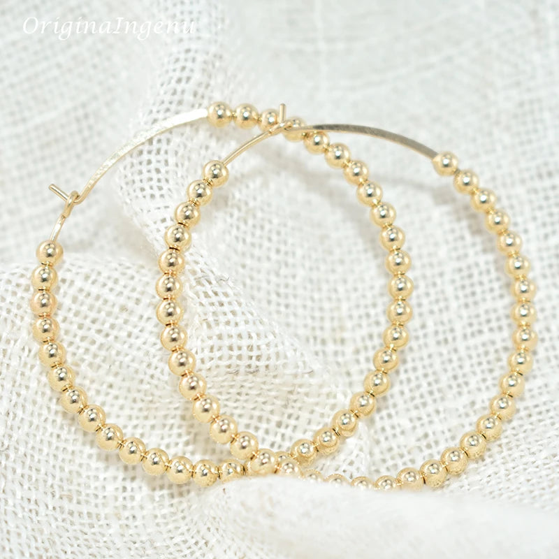 14K Gold Filled Hoop Earrings Gold Beads Jewelry Handmade Minimalism Earrings Brincos Pendientes Oorbellen Boho Earrings