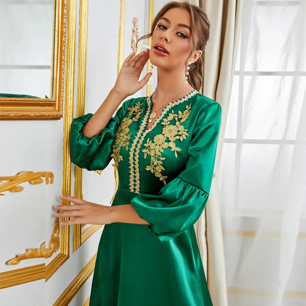 Jalabiya Caftan Muslim Party Women Party Decal Dresses Dubai Arab Middle East Abaya Dress Ramadan Clothing Abayas Kaftan Beauty hair & fashionfj
