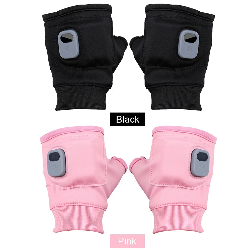 Electric Heated Gloves 360 Degree Heating Electric Thermal Gloves Fingerless Touchscreen for Outdoor Hiking Cycling