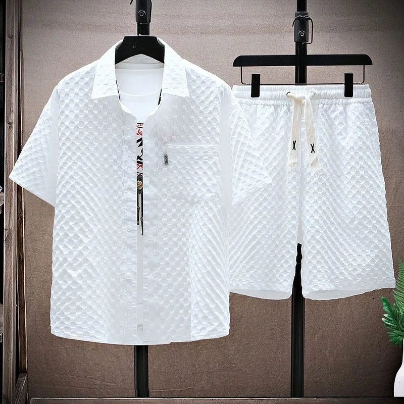 Casual Suit Men's Short Sleeve Sport Suit Vintage Trendy Fashionable Lightweight New Summer Arrival Male Shirts Shorts Beauty hair & fashionfj