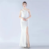 Women Dinner Evening Prom Dress Beading Sexy Formal Occasion Ball Gown Ceremony Party Classic Ladies Elegant Gala Dress 2024 New Beauty hair & fashionfj