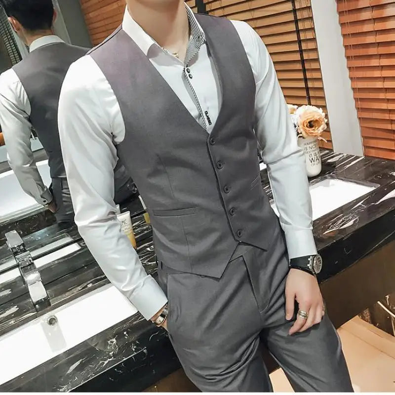 M-5XL Plus Size Men's Slim Fit Mens Suit Vest Casual Suit Vest Man Formal Businss Vests Male Waistcoat Gilet Homme XXXXXL Beauty hair & fashionfj