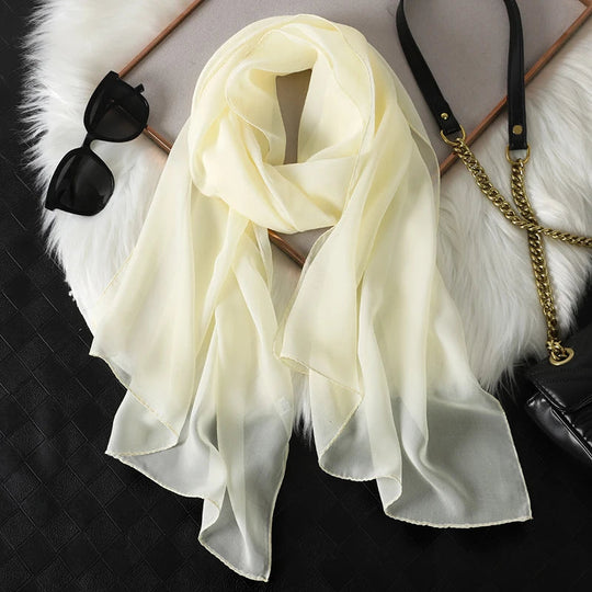 Fashion Feathry Chiffon Soft Solid Scarf Shawl Decorate Silk Scarves Breathable Sun Protection Elegant Lady Versatile Bandana Beauty hair & fashionfj