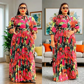 Plus Size African Print Dresses Autumn Elegant African 3/4 Sleeve Party Evening Long Maxi Dress Gowns Dashiki African Clothes Beauty hair & fashionfj