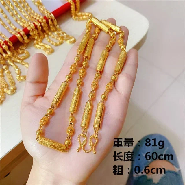 9999 real gold necklace men's 24 K gold necklace personalized new large thick chain transit necklace Beauty hair & fashionfj