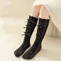 Girls Long Tube Lace Stockings Sweet Bow Jacquard Pattern Mesh Sock Baby Girl Ballet Fishing Net Frilly Socks Lolita Leggings