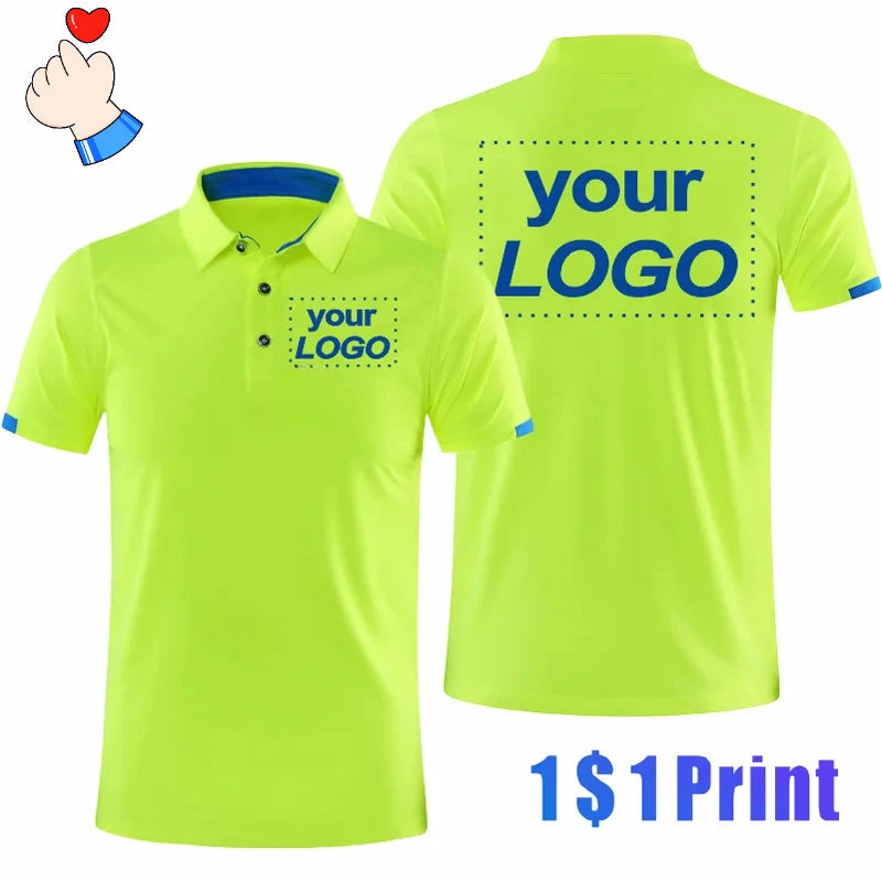 Quick-drying sports polo shirt custom printed company brand logo casual short-sleeved polo print shirt T-shirt 4XL 2025 Beauty hair & fashionfj