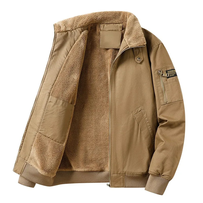 Winter Fashion Trendy Jacket for Men, Padded with Fleece and Thickened Lambswool, Casual and Loose-fitting,Warm Clothing for Men