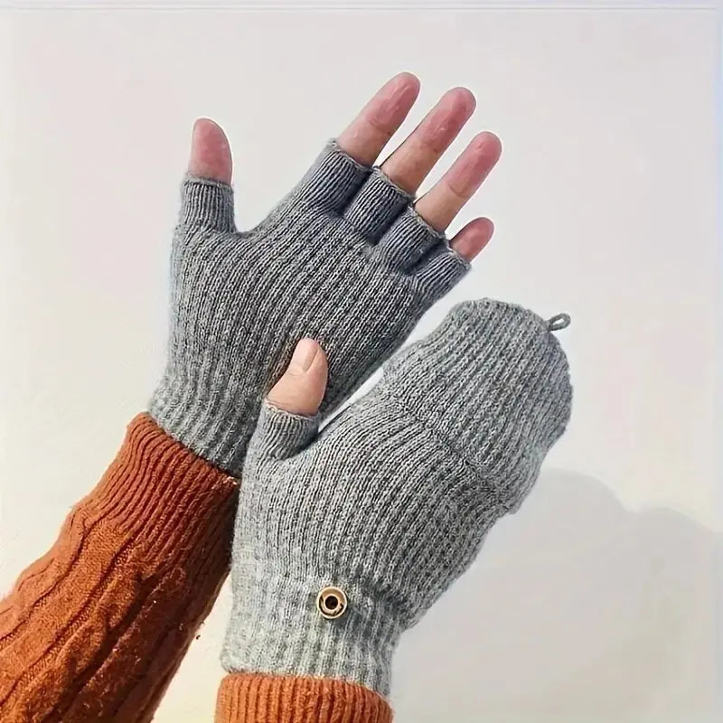 Knitted Fingerless Gloves Winter Thicken Warm Touch Screen Gloves for Men Women Gloves Warm Half Finger Student Gloves