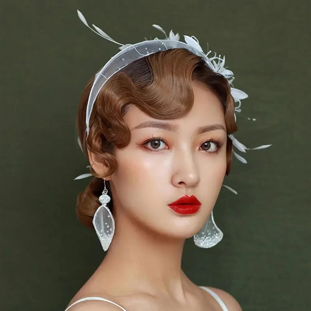Synthetic 1 pcs Vintage Women Cheongsam Wavy Fake Bangs Wig Antique Curly Hair Piece Hair Extension Headdress Styling